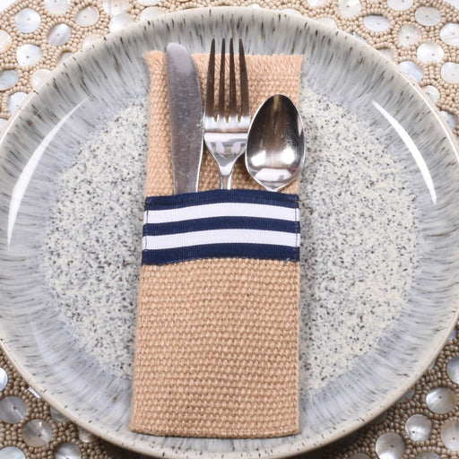 Natural Burlap Silverware Cutlery Holder 3.25 inches X 8.5 inches-Pack of 8
