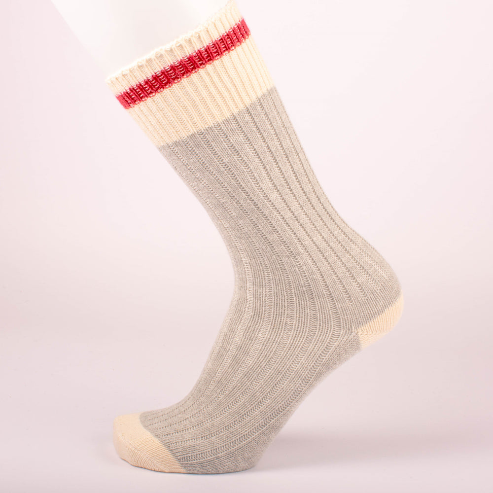 Kodiak Men's Grey and Red Soft Crew Socks - 2 Pairs