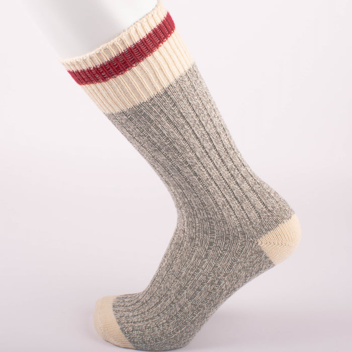 Kodiak Men's Grey and Natural Red Soft Crew Socks - 2 Pairs
