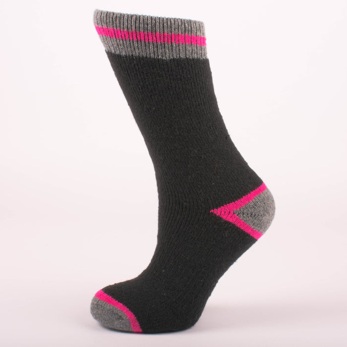 Kodiak Girls Black and Fuchsia Thermal Socks (Medium) - 2 Pairs